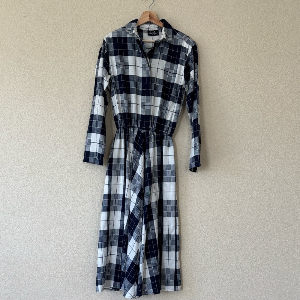 Positive Attitude Plaid Long Sleeve Dress